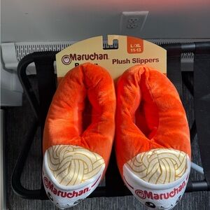 Ramen Orange Plush Slippers for Kids